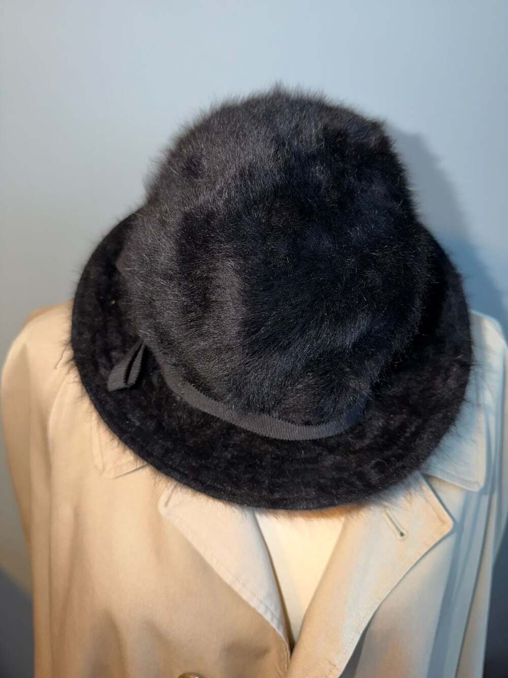 Kangol Bucket Hat Black Angora Fur Felt Made In England